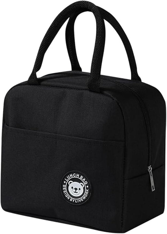 Black Lunch Bag Reusable Insulated Lunch Tote Bag Waterproof and Durable