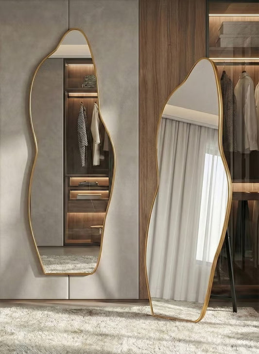 Extra large mirror with elegant design 170x70cm - Full length mirror with gold metal frame