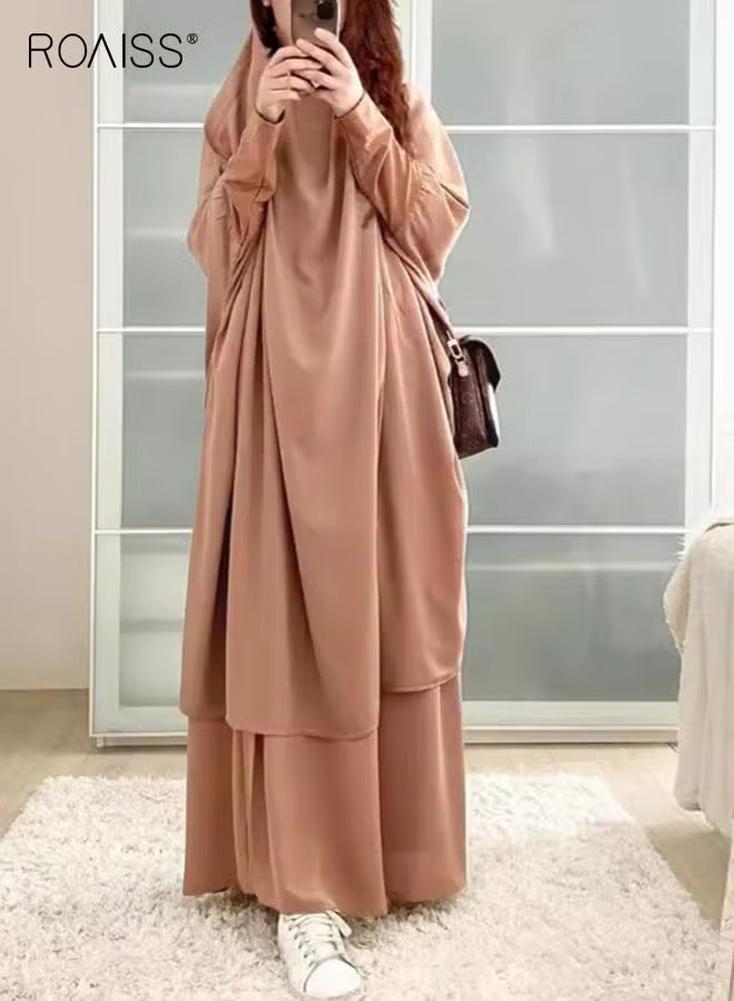 2-Piece Casual Loose Set Muslim Women's Long Top