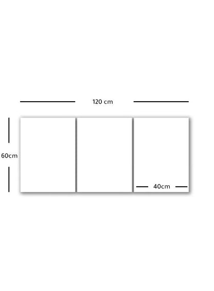 Three wooden panels with an abstract design