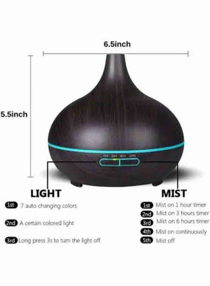 500ML Aromatherapy Essential Oil Diffuser Wood Grain Remote Control