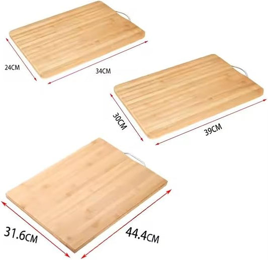 Bamboo Cutting Board Set of 3, Kitchen Chopping Boards with Handle