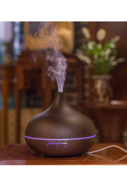 500ML Aromatherapy Essential Oil Diffuser Wood Grain Remote Control