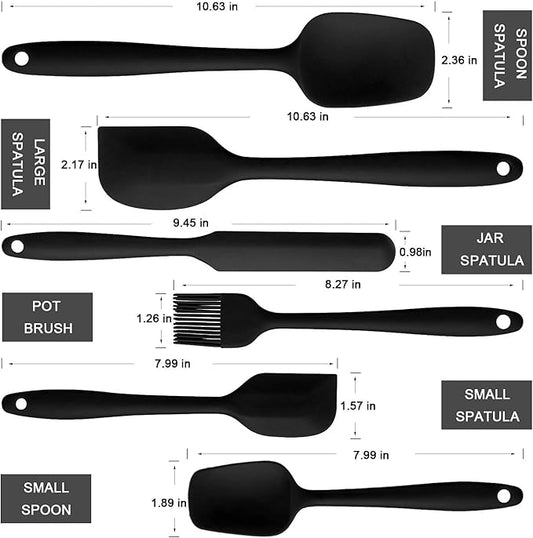 Silicone Spatula Set - 6 Piece Non-Stick Rubber Spatula Set