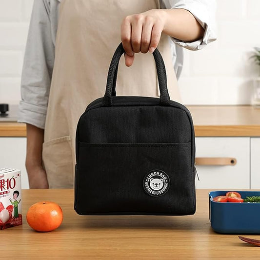 Black Lunch Bag Reusable Insulated Lunch Tote Bag Waterproof and Durable
