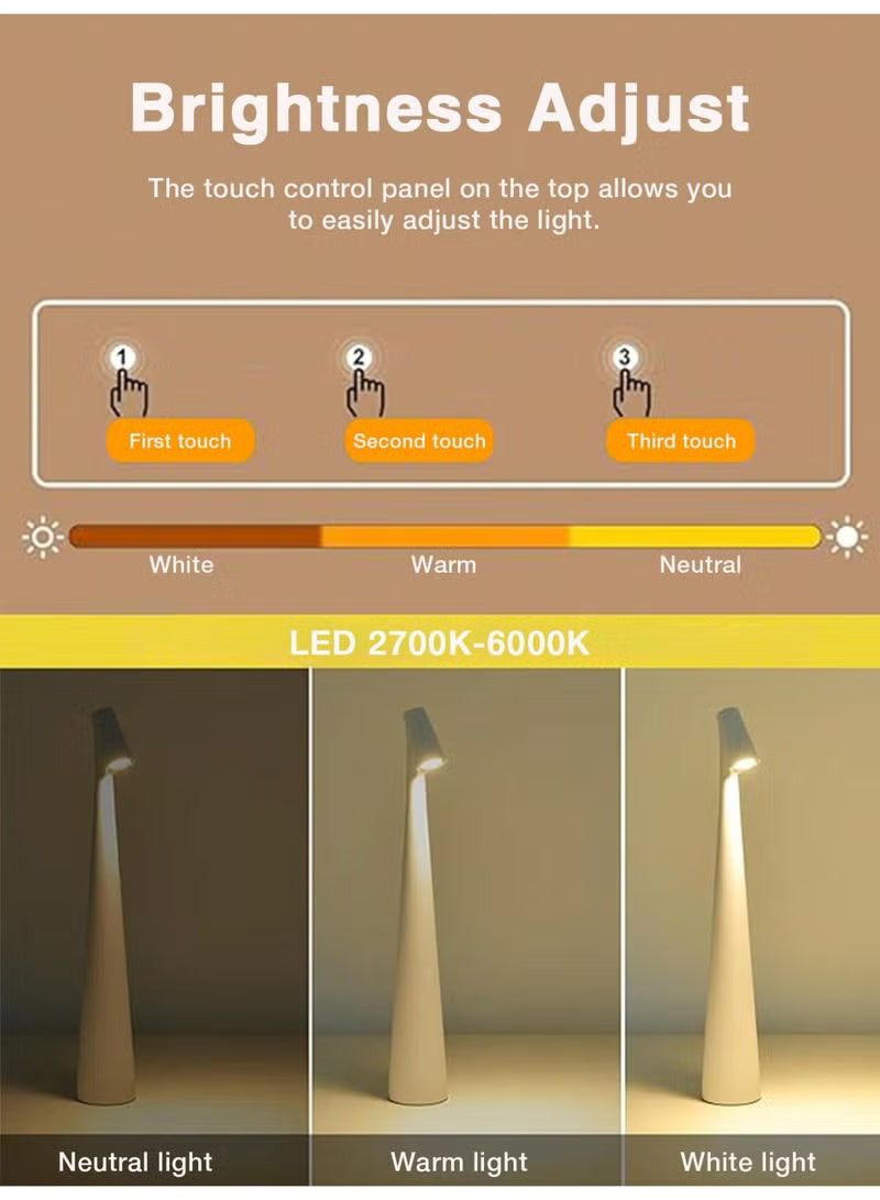 Touch Control LED Table Lamp – Rechargeable & Cordless