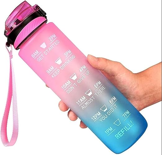 1L sports water bottle : Water BottleTime Marker Water Bottle Straw Water Bottle