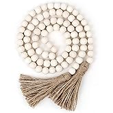 Farmhouse Beads 58in Wood Bead Garland with Tassels