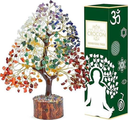 Crocon Seven Chakra Natural Gemstone Healing Tree