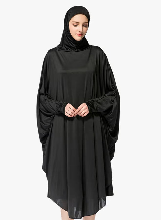 Abaya Jalabiya With Hijab Traditional Dress Wear Black