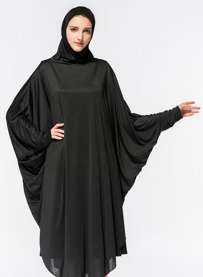 Abaya Jalabiya With Hijab Traditional Dress Wear Black