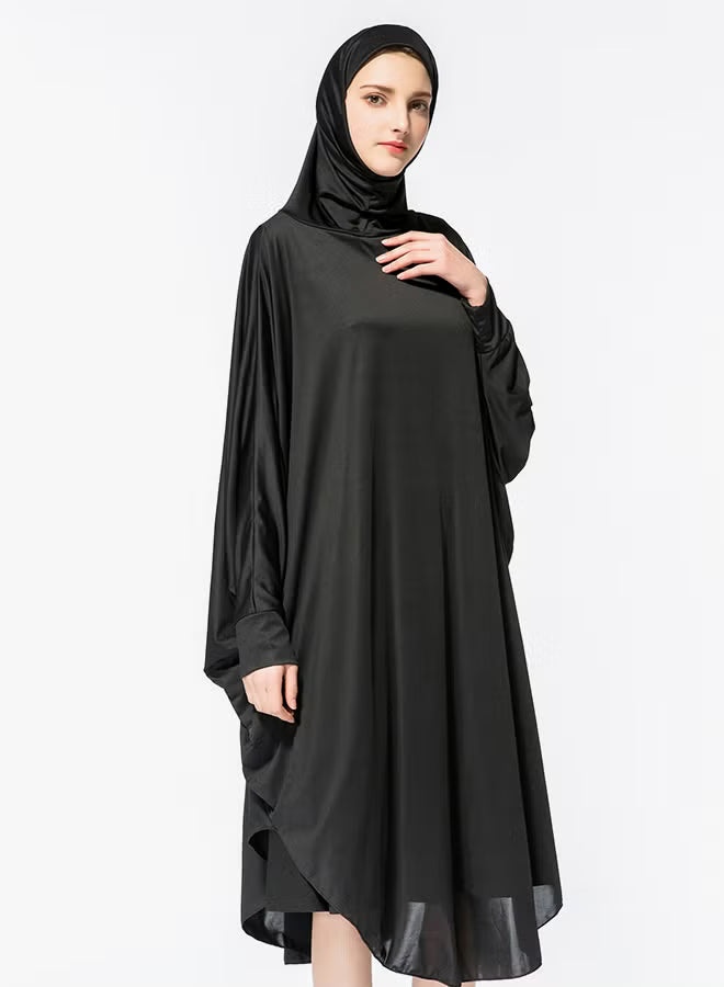 Abaya Jalabiya With Hijab Traditional Dress Wear Black