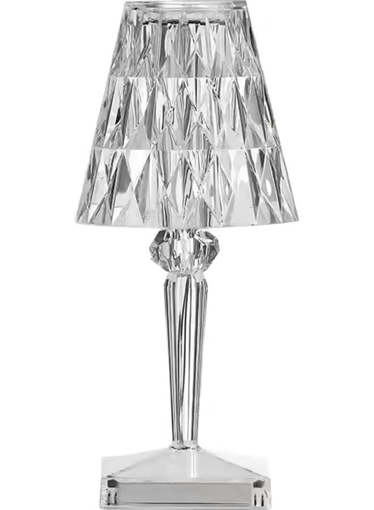 USB Rechargeable Acrylic Diamond Table Lamp White