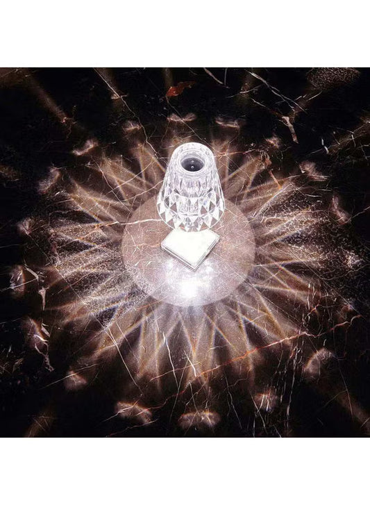 USB Rechargeable Acrylic Diamond Table Lamp White