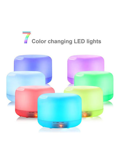 7-Colour LED Light Lamp Aroma Diffuser Essential Oil Air Humidifier White 500ml