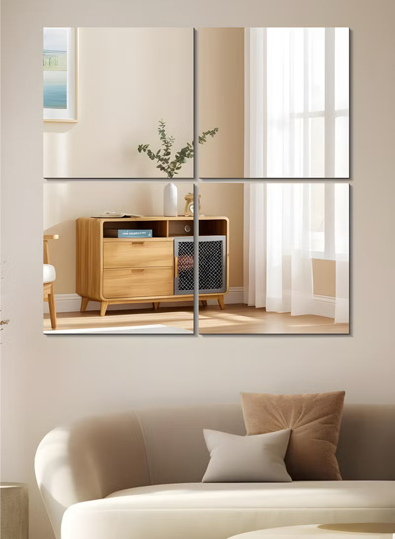 Full Length Wall Mirror Tiles - 30x30CM 4Pcs