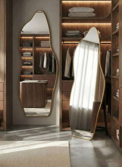Extra large mirror with elegant design 170x70cm - Full length mirror with gold metal frame