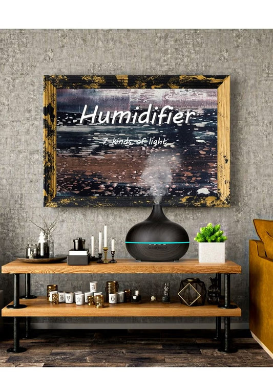 500ML Aromatherapy Essential Oil Diffuser Wood Grain Remote Control